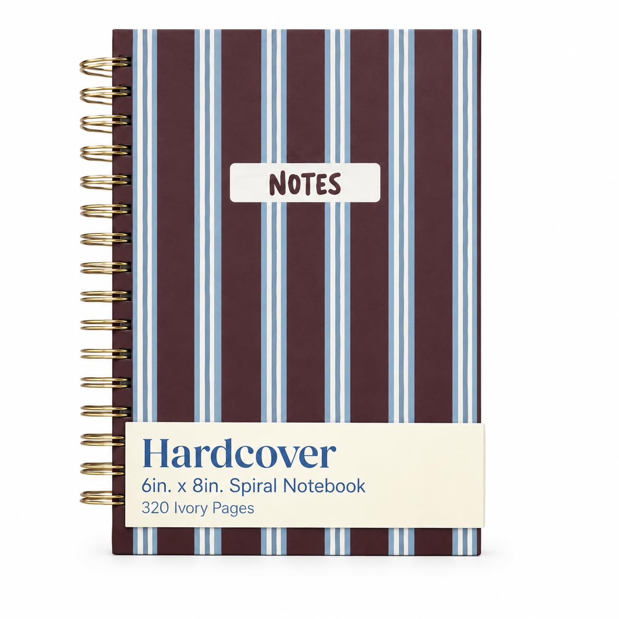 Eccolo Spiral Notebook Journal - 320 Ivory Pages Double Wire Lay Flat Spiral Notebook Hardcover Journals for Writing Diaries and Office Use, Size 6X8, Light Blue/Brown