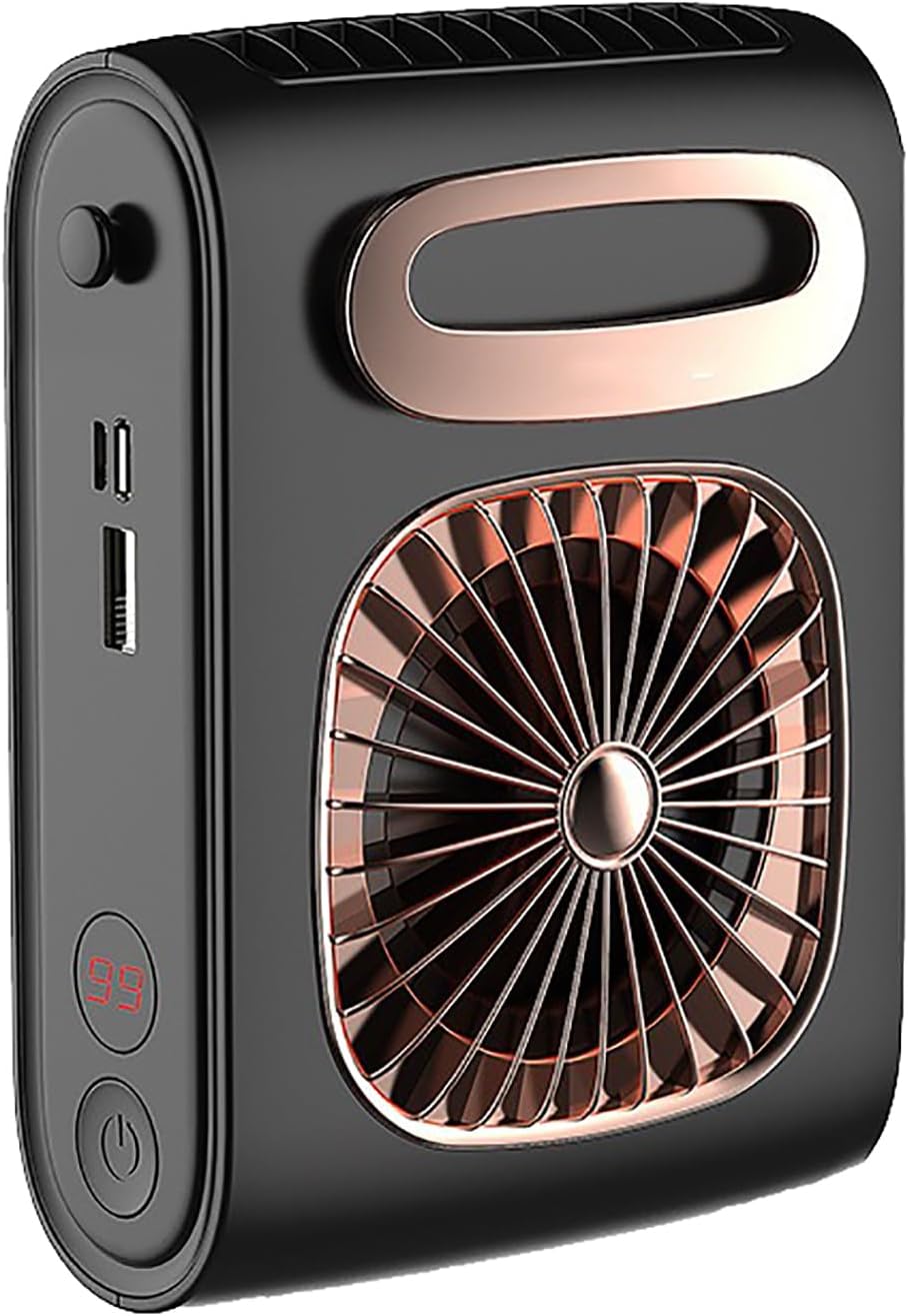 Hanging Waist Electric Fan 10000mAh Portable Waist Clip Fan 3 Speeds Neck Hanging Personal Fan Mini Waist-mounte Rechargeable Fan,Black,10000 mAh