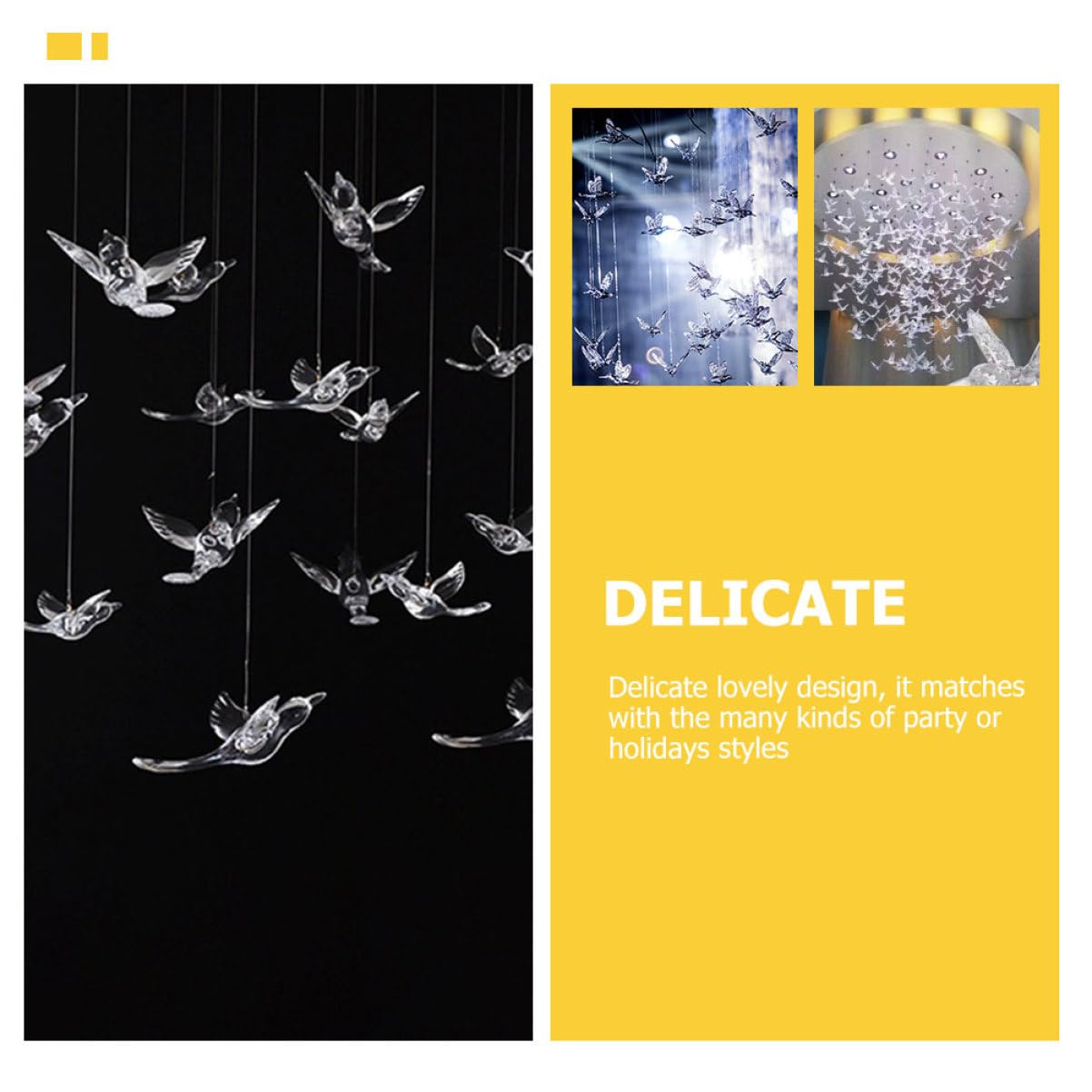 20 Stück Transparente Vogelanhänger Deko Für Decke Hochzeit Zuhause Schmuck Acryl Ornament Für Fenster Tür Vorhang Garten Fensterdeko