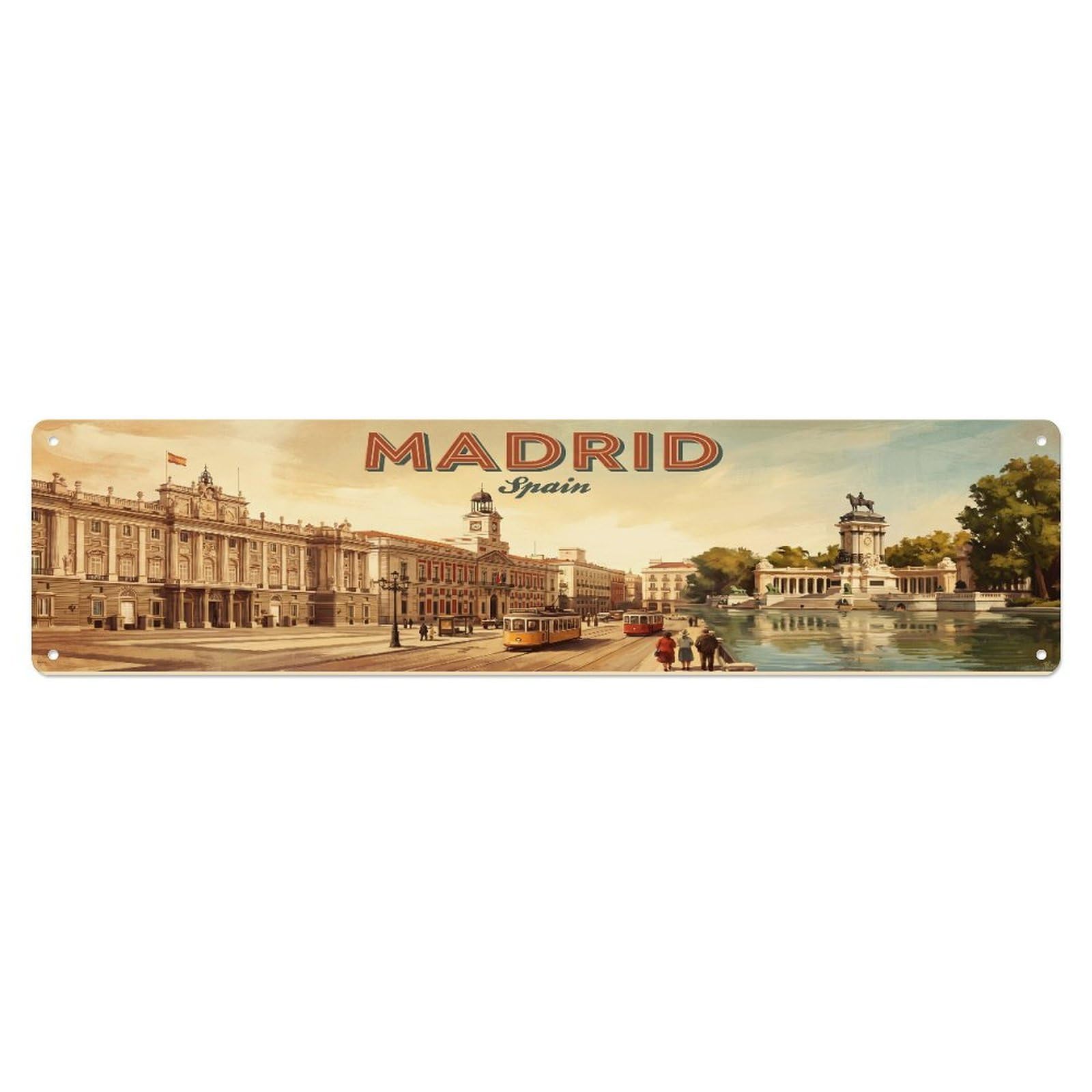 Metal Tin Sign Spain Madrid Vintage Travel