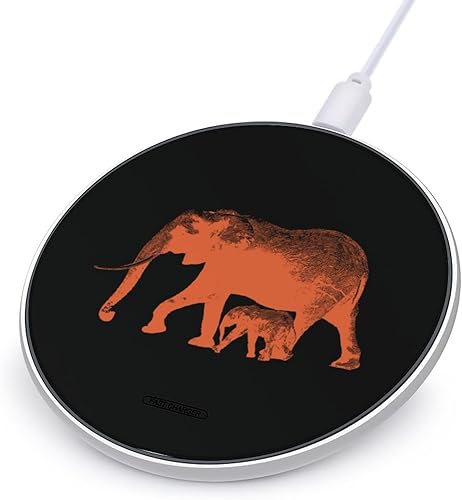 Elephants Print Wireless Charger Pad 10W Fast Charging Pad Compatible with iPhone 15 14 13 12 Series Samsung Galaxy Series