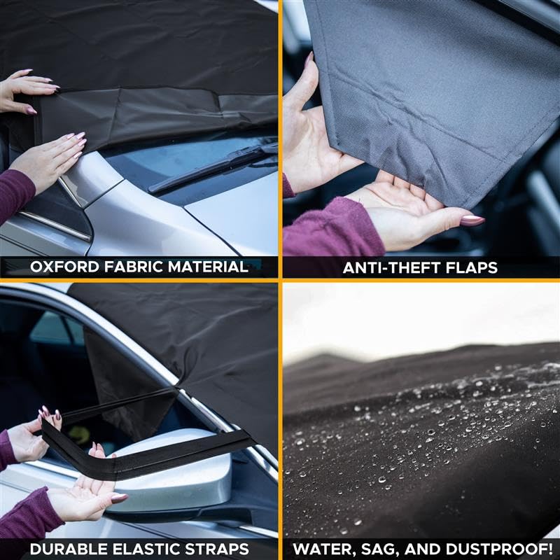 Image of EcoNour Windshield Cover for Ice and Snow | Windshield Snow Cover with Side Mirror Cover & Wiper Protection | Oxford Fabric Winter Cover for Cars, SUVs, Trucks | Medium (69 inchx42 inch)