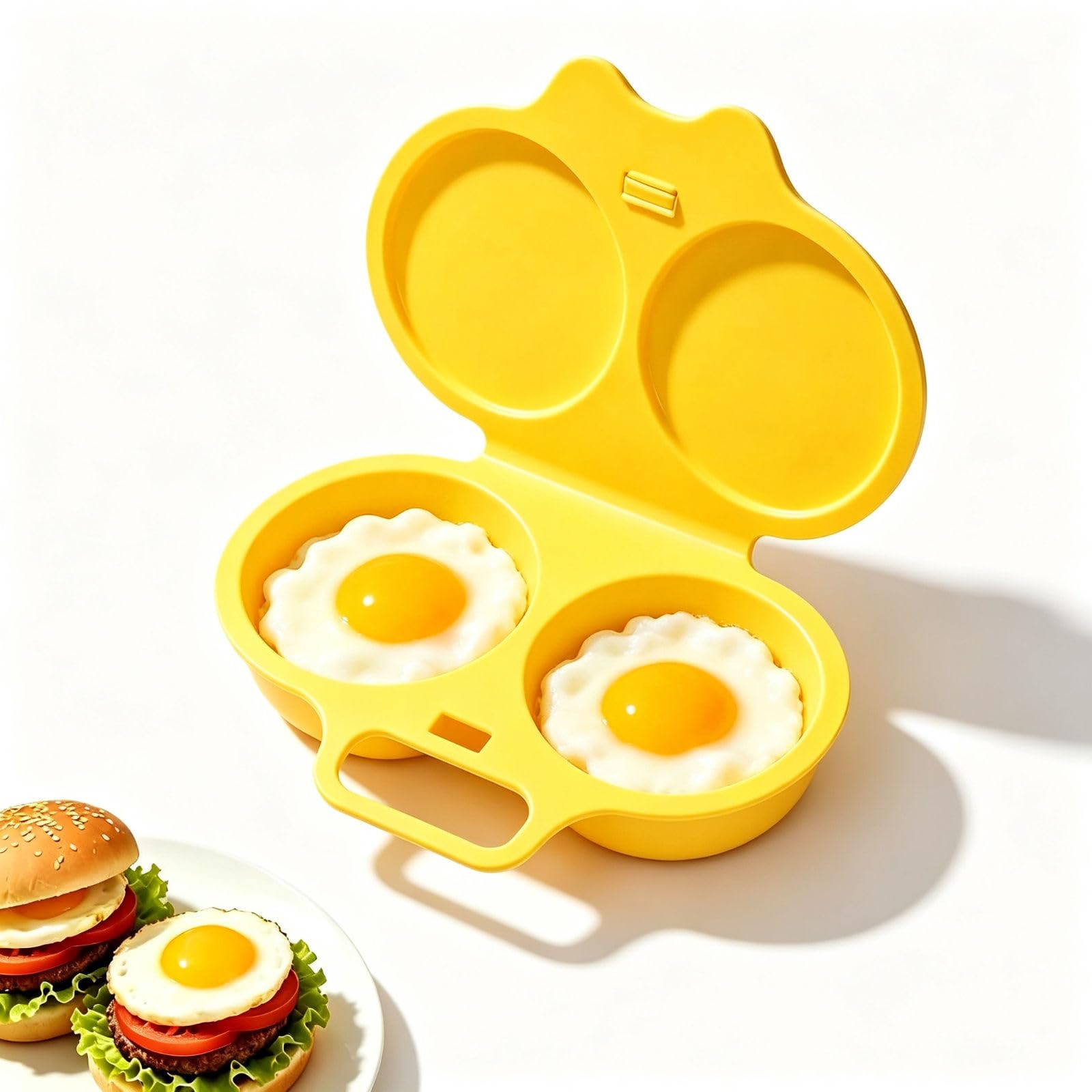 Microwave Egg Poacher, Dual Cavity Microwave Egg PoacherïŒA-Yellow (1PC)