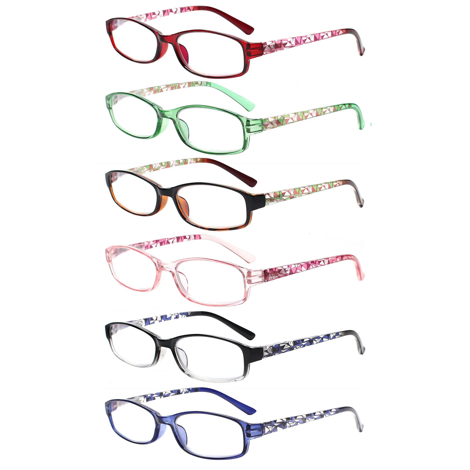 COJWIS 6 pack Lesebrille Blaulichtfilter Brille für Damen und Herren Federscharnier Lesehilfe Blendfreie UV Brille (6 Farbe Mischen, 1.50)