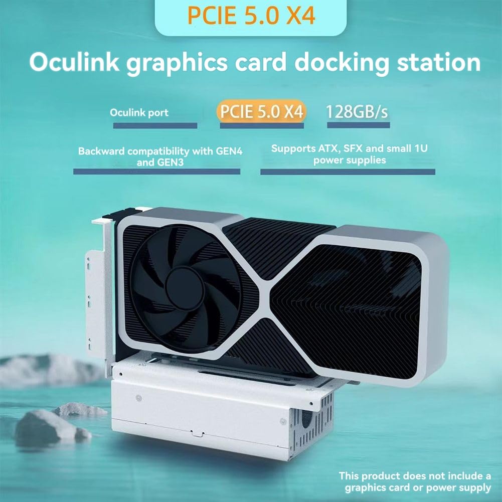 GPU OCuLink GPU Dock PCIe 5.0x4 GDP Laptop per Scheda Grafica Video Esterna M.2 Oculink SFF8611 A PCIE X16 Bend Bianco