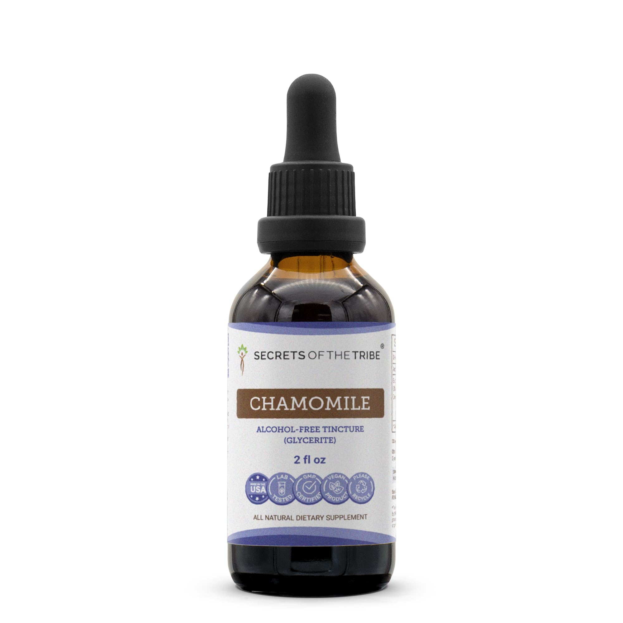 Secrets of the Tribe Chamomile Alcohol-Free Liquid Extract, Chamomile (Matricaria Recutita) Dried Flower Tincture Supplement (2 FL OZ) 2 Fl Oz (Pack of 1)