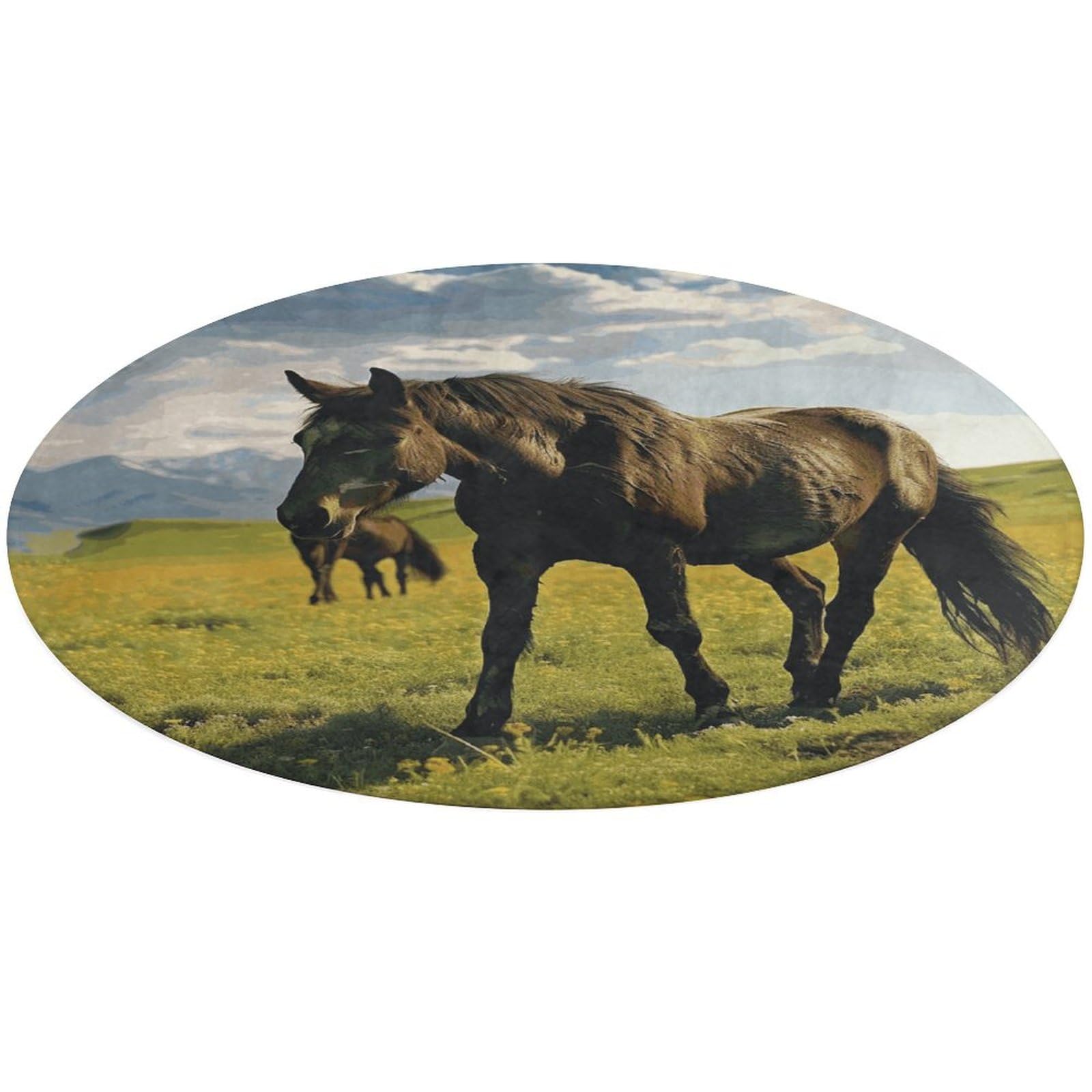 Alfombra pequeña de caballos salvajes suave para cocina y salón moderno