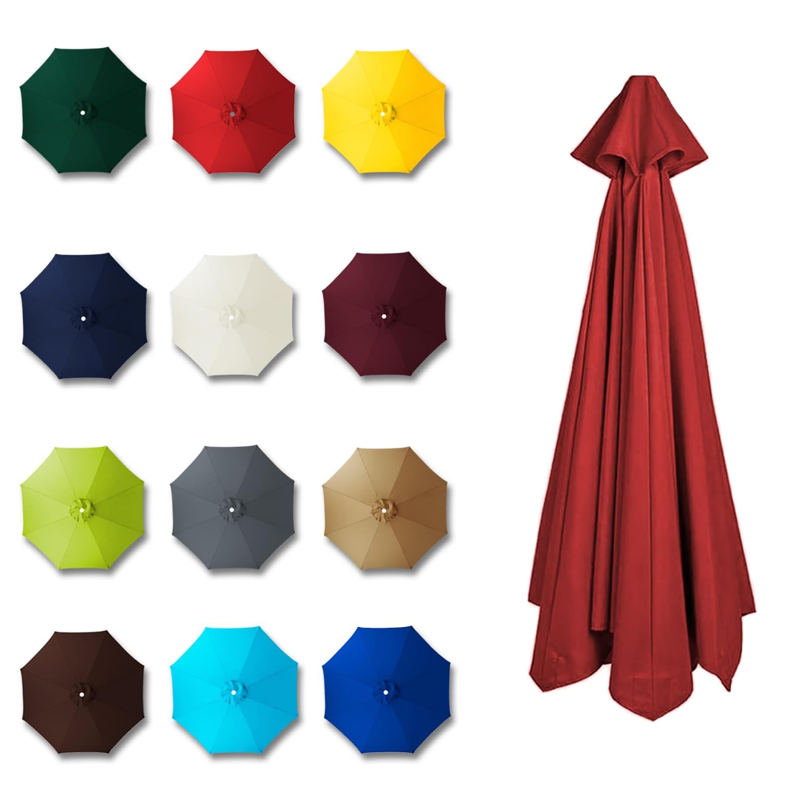 UUDQCD Replacement Parasol Canopy, 2m 2.3m 2.7m 3.0m 3.5m 6 Arms/8 Arms Parasol Replacement Canopy For Garden Umbrella Top Waterproof Anti-UV