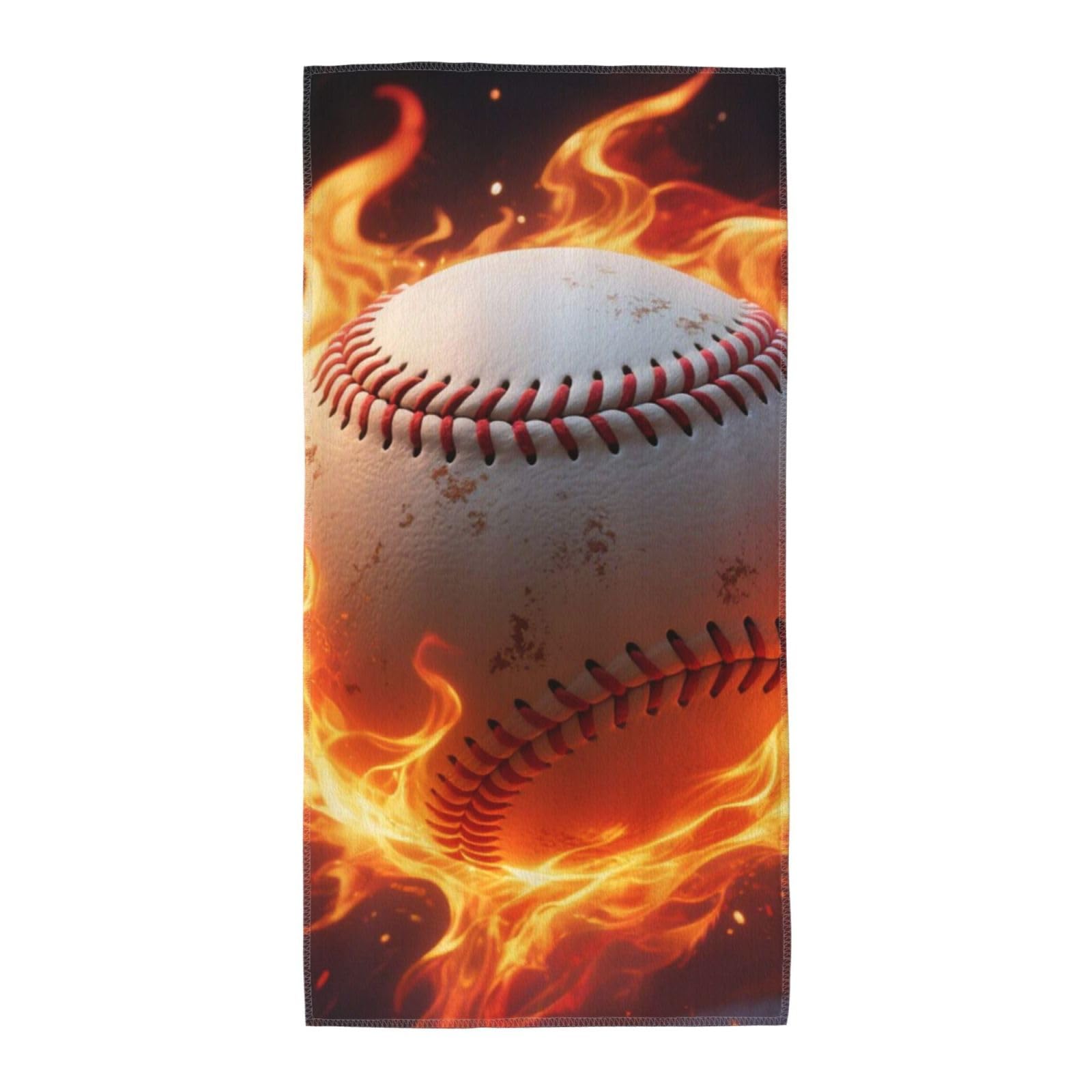 FekiLoot Absorbent Hand Towels 12"X24" Decorative Bathroom Towel Soft Microfiber Face Towel Baseball On Fire Dish Kitchen Towels for Bathroom Kitchen Hotel Spa Bath Towels