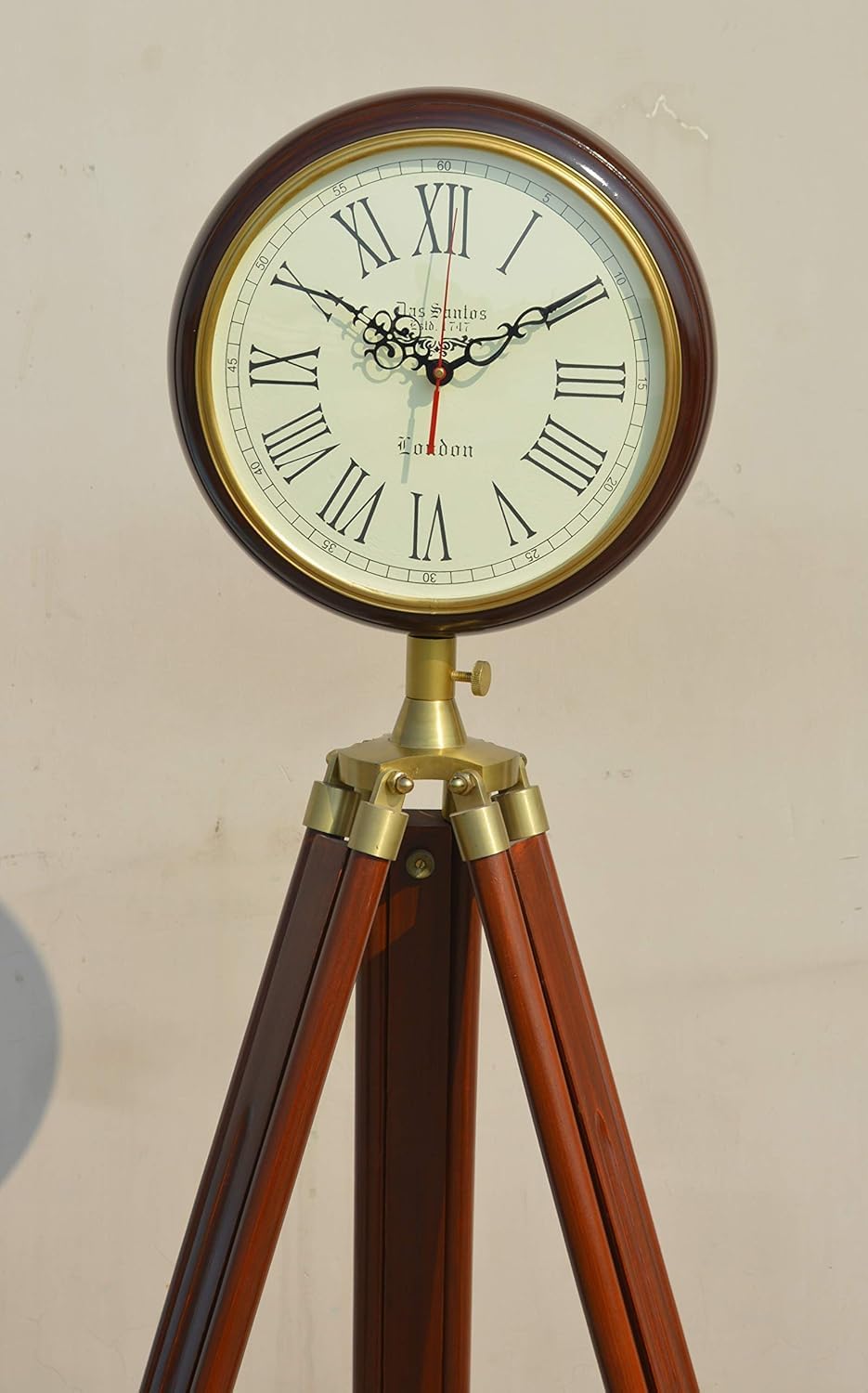 Wood Glass Aluminum Grandfather Nautical Clock with Adjustable Tripod Stand Mantel Clock Floor Standing Clock Roman Numbers (70 inch, Brown & Antique)