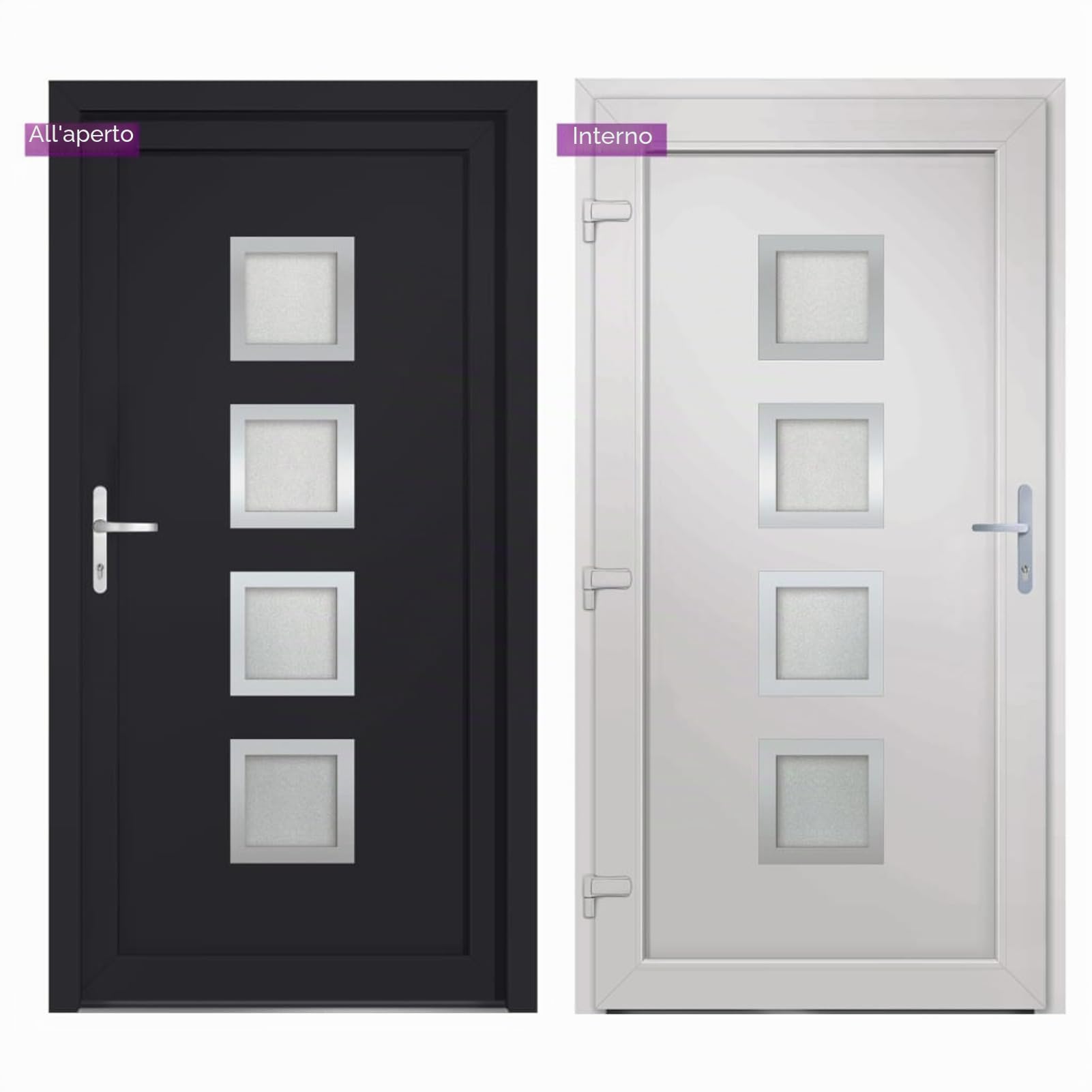 Gecheer Porta Ingresso Antracite 98x190 cm in PVC, Porta Esterna in PVC, Portoncino Ingresso Esterno