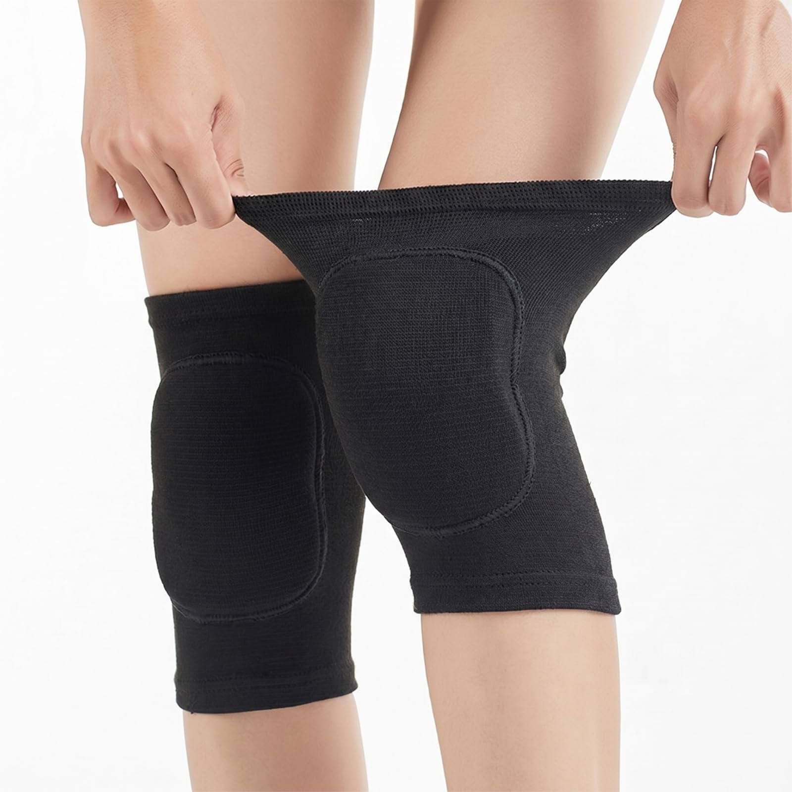DAMYDAMYNA 1 Pair Dance Knee Pads for Women & Girls, Breathable Sponge Knee Pads Sleeve, Soft Shock Absorbing Knees Protectors for Volleyball Yoga Fitness Running Cycling Jogging (Black, M)