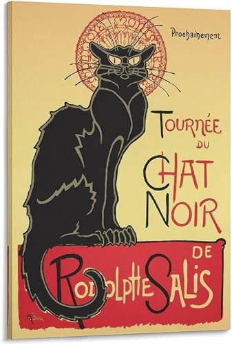 Póster vintage de Le Chat Noir, decoración de bar retro, impresión de fotos vintage, lienzo de bebida francesa, póster de arte para eventos,