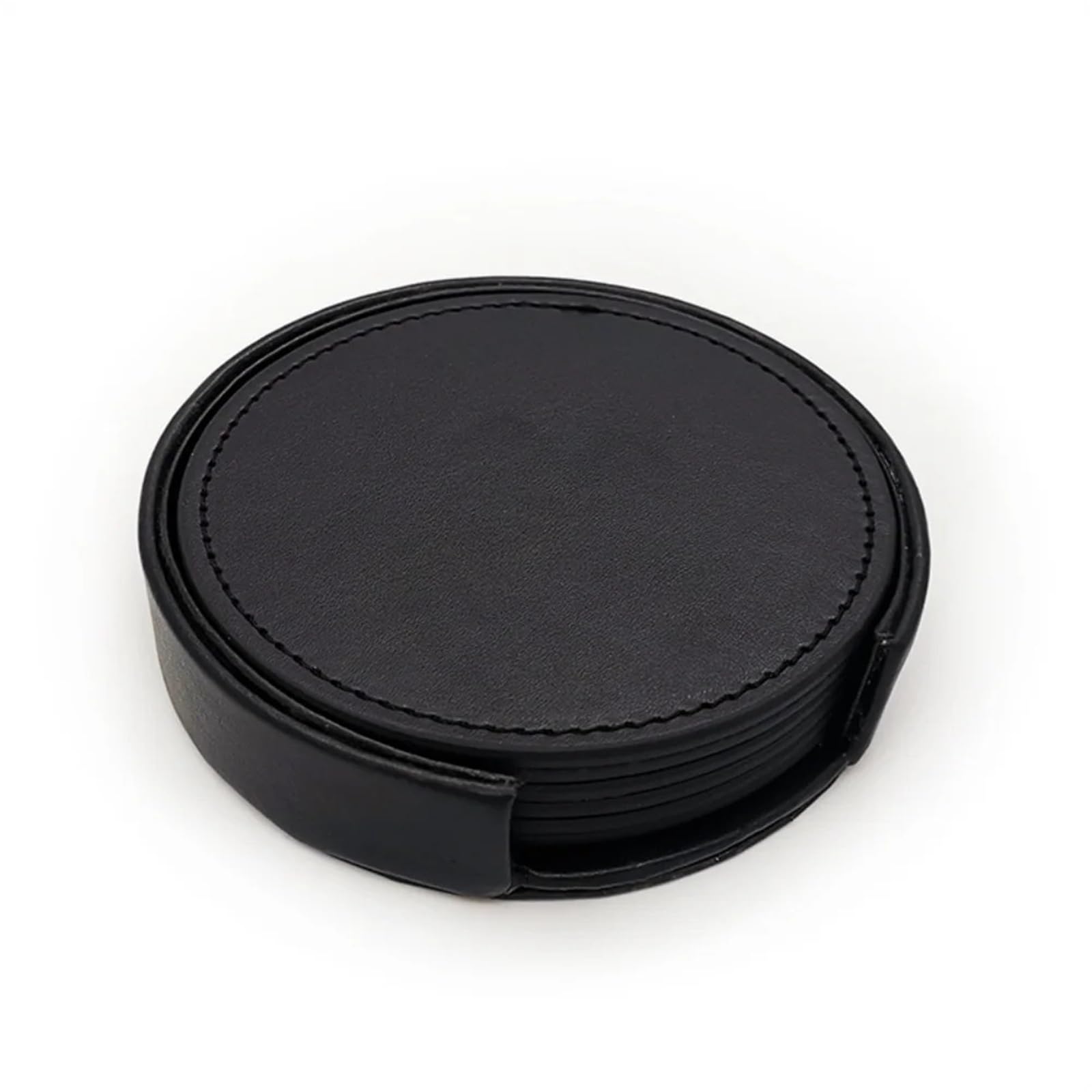 Insulated Coasters 1 Set 6pcs Circular Pure Color Leather Coasters Resistant Placemat Tea Coffee Cup Home Bar Counter Decor With Stand for Home Decor Dining Table(10cm Leather B)
