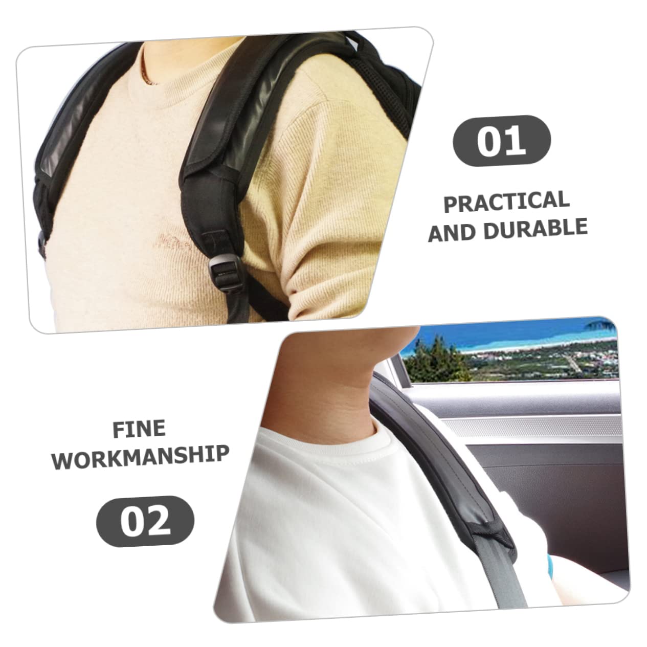 GAROZATION Strap Pads for Guitar Camera Bag Shoulder Pads Camera Shoulder Strap Guitar Straps Shoulder Strap Pad for Guitar Detachable Strap Pads Laptop Bag Strap Pads Pu Black