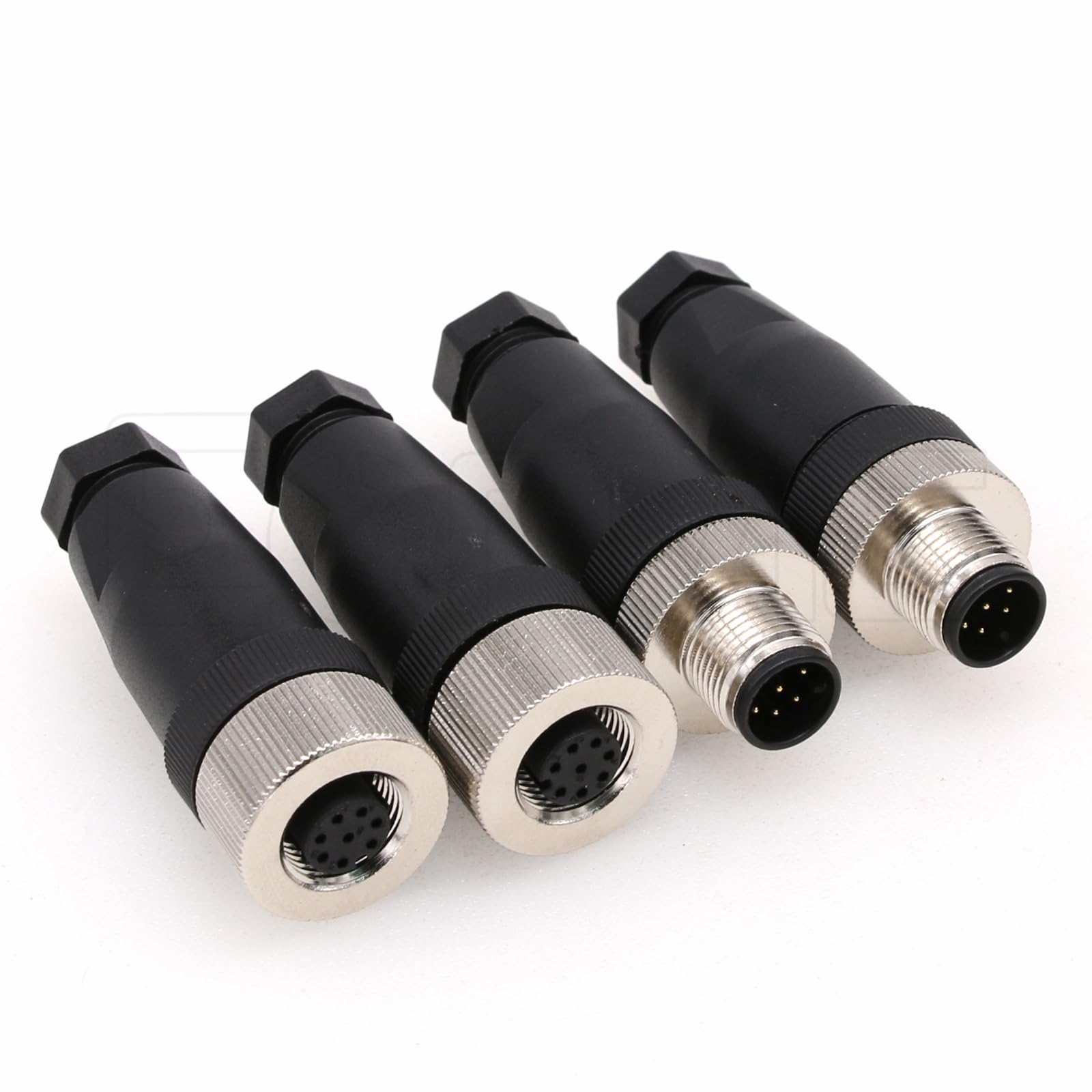 M12 8 Pin Male &amp; Female Connector, 12mm A Code IP67 30V 2A AC/DC Industrial Circular Connector, Unshiled Field Assembly Wireable Sensor Straight 2sets