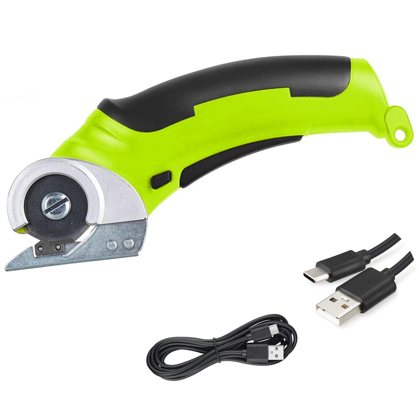 Ciseaux Électriques Sans Fil avec Lame, Coupe-Rotative per Tissus et Textiles, Mini Cutter Couture avec Batterie Intégrée, Couper Tranchantes pour Tapis, élagage, Plastique, Carton, Cuir, Vert
