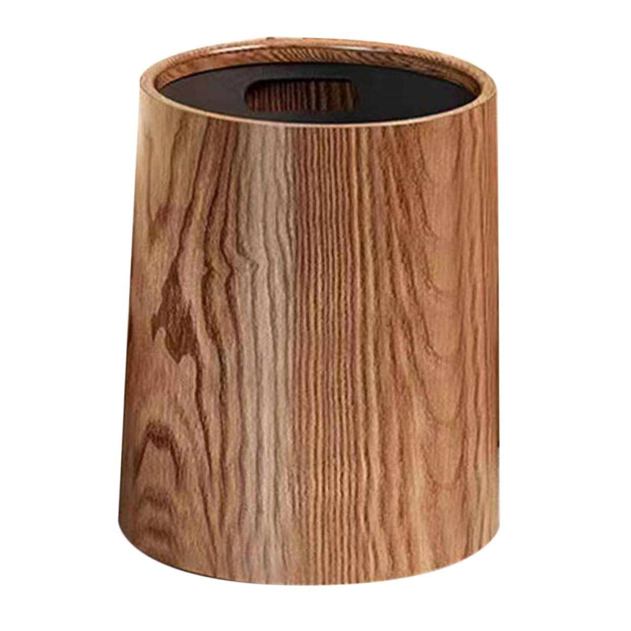 Levemolo Cestino della Spazzatura in Finta Venatura Legno Rotondo 12l, Contenitore per Rifiuti Cucina e Bagno, Bidone Grande Capacità per Soggiorno, Hotel e Uso Domestico