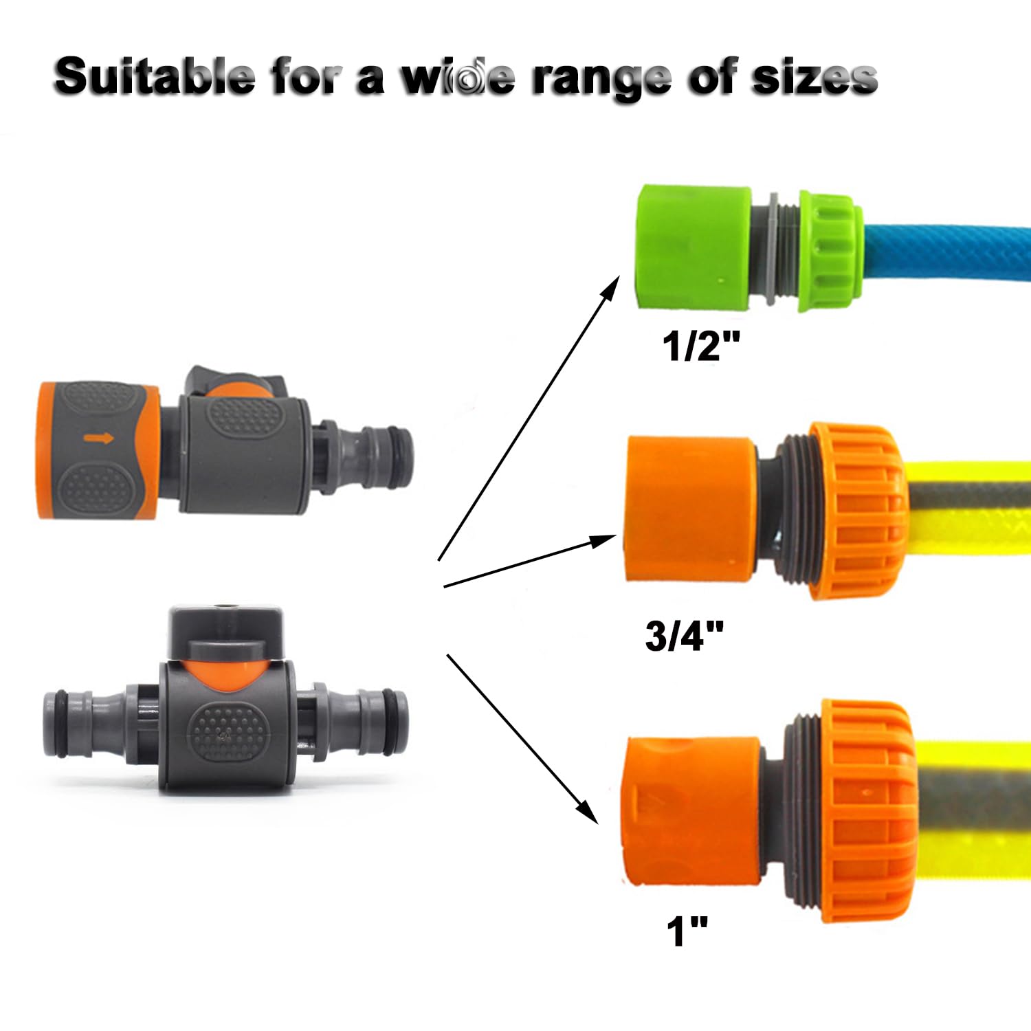 Garden Hose Pipe Tube Quick Release in Line Shut Off Valve, Connector with Control Valve - Image 2