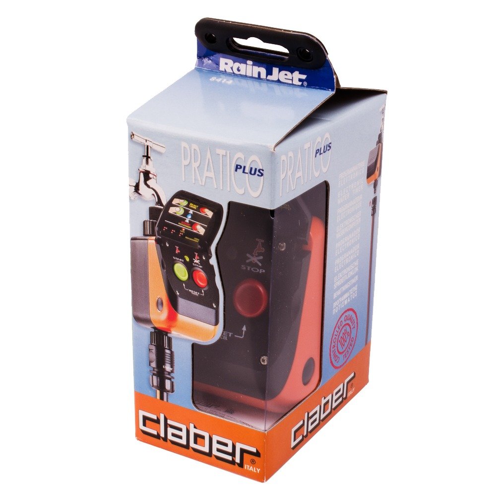 Claber 50167 8414 Aquauno Pratico Plus Programmatore, Nero/Arancione