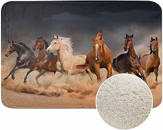 Horse Bath Mat for Bathroom Horse Herd Run in Desert Sand Storm Bath Rug...