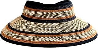 San Diego Hat Company Women's One Size Ultrabraid Visor with Ribbon Trim and Black Velcro, Mixed Brown