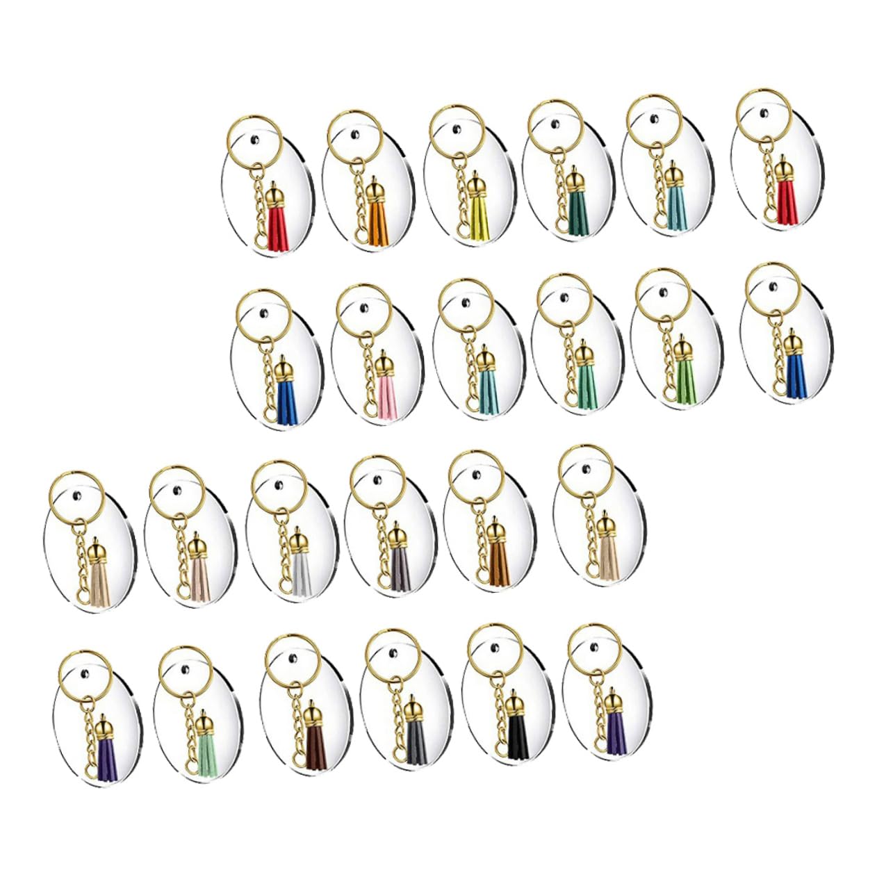 NUOBESTY 96stücke Teiliges Aus Lederquasten Und Klaren Runden Acryl-schlüsselringen Mit Kette Zubehör Für Schlüsselanhänger Handgemachte Accessoires Für Kreative Projekte