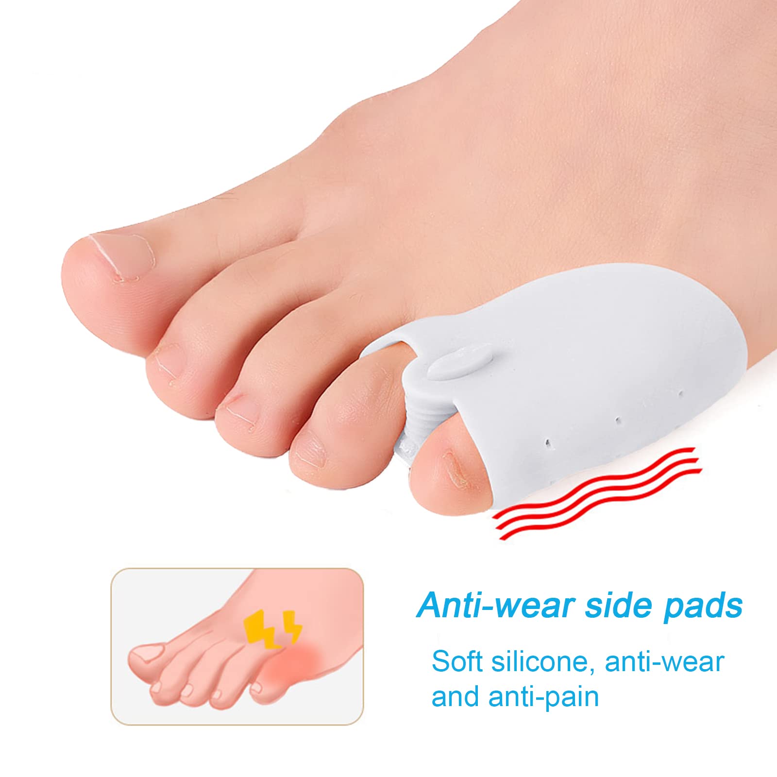 Separatori per Dita Dei Piedi 4 Pezzi Separatori per Dita Del Mignolo in Silicone per Alluce Valgo, Sollievo Dal Dolore in Caso di Dita Dei Piedi, da Indossare Nelle Scarpe per Corsa Camminare e Yoga.