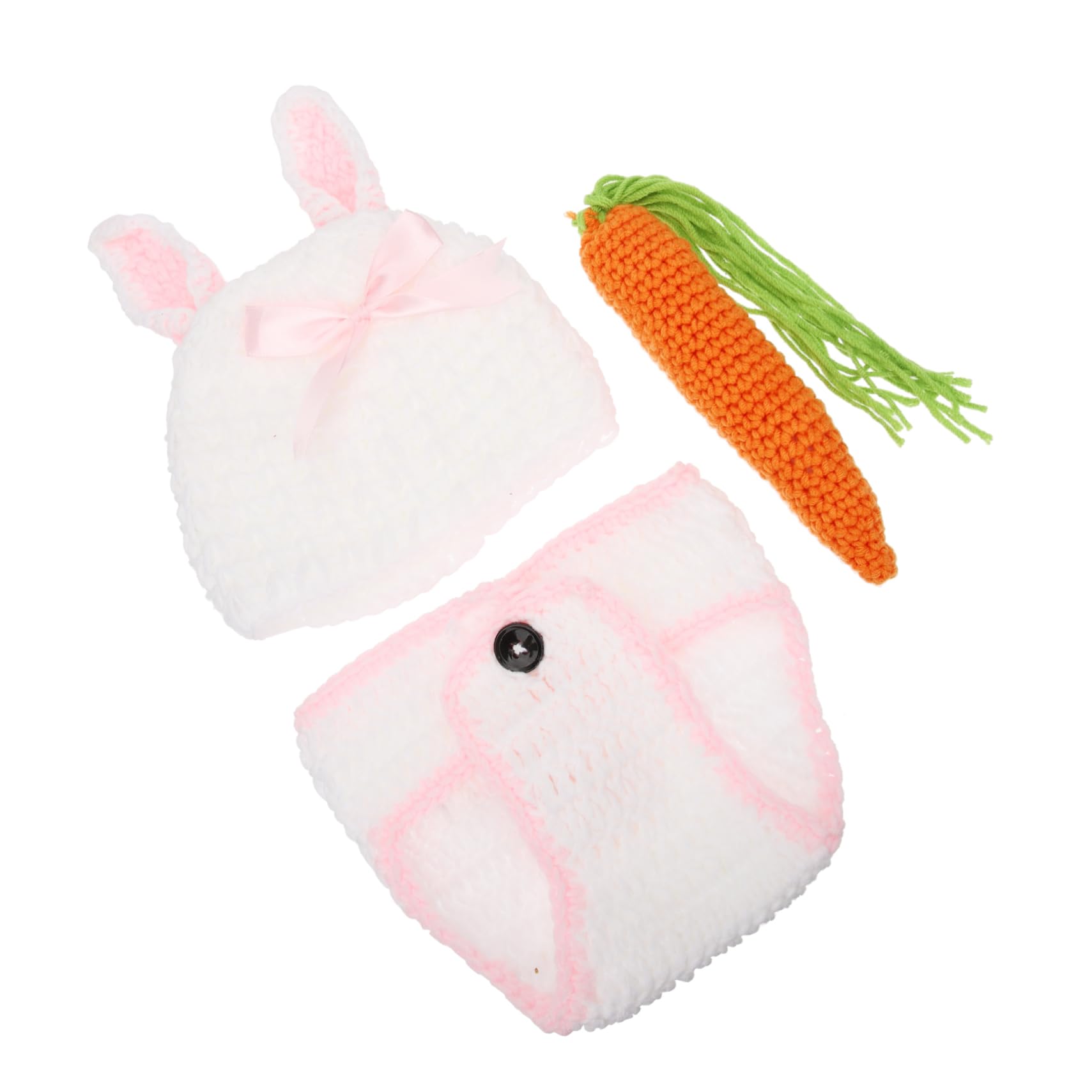 YARNOW 3juegos Conjunto De Fotografía De Recién Nacido Diseño De Conejo Accesorios De Sesión Fotográfica para Bebés Sombrero y Pantalones y Traje para Retratos De Días