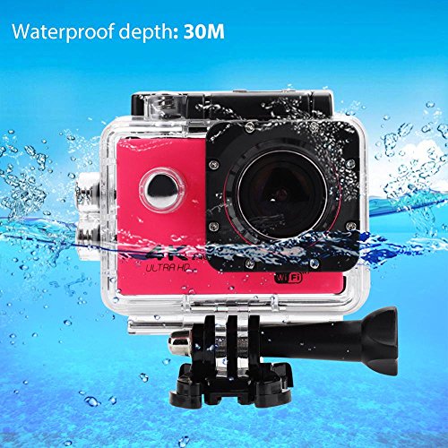 Câmera de Esportes 4K HD, Filmadora Esportiva à Prova D'água de 30M WiFi com Tela de 2.0 Polegadas