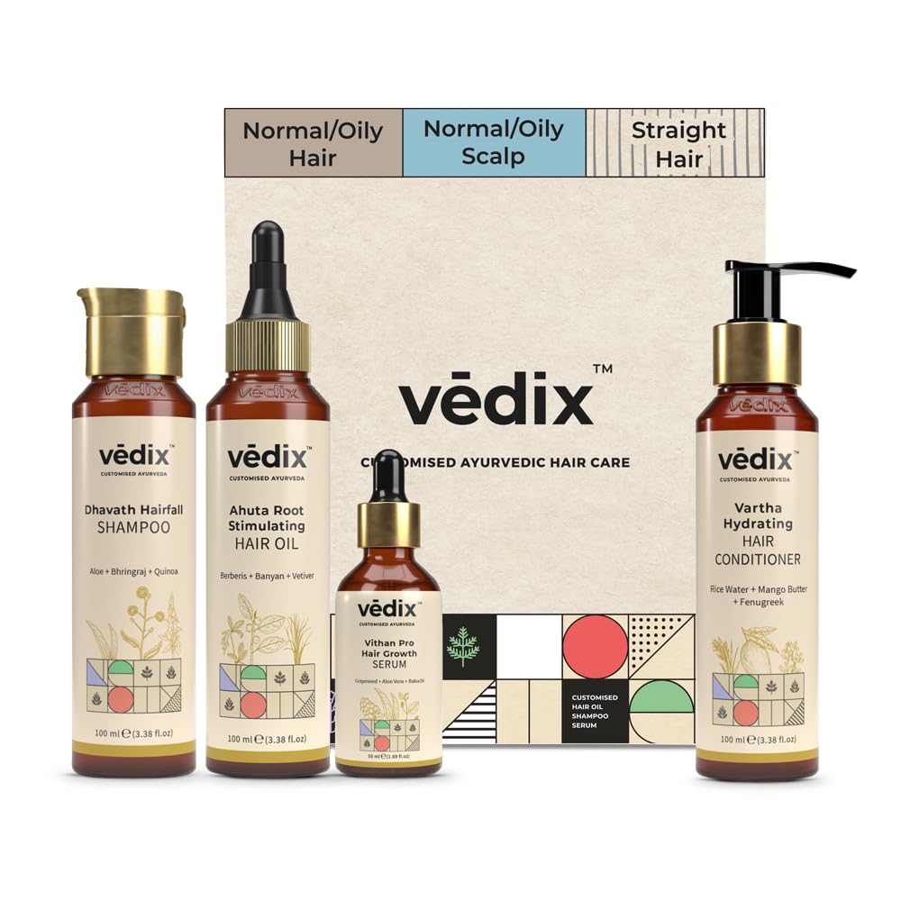 Vedix Customized Ayurvedic Hair Care Kit for Normal - Oily Scalp & Straight Hair | Hair Care Combo