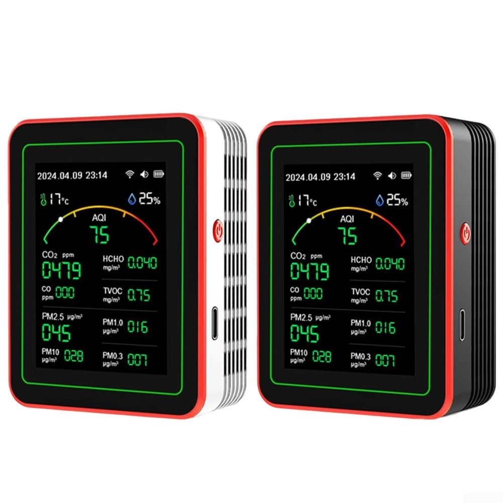 HpLive 15-in-1 Luftqualitätsmonitor, Smart Luftqualitätsmessgerät Echtzeit-Überwachung für Zuhause und Büro, mit AQI, HCHO, PM-Messung(Schwarz)