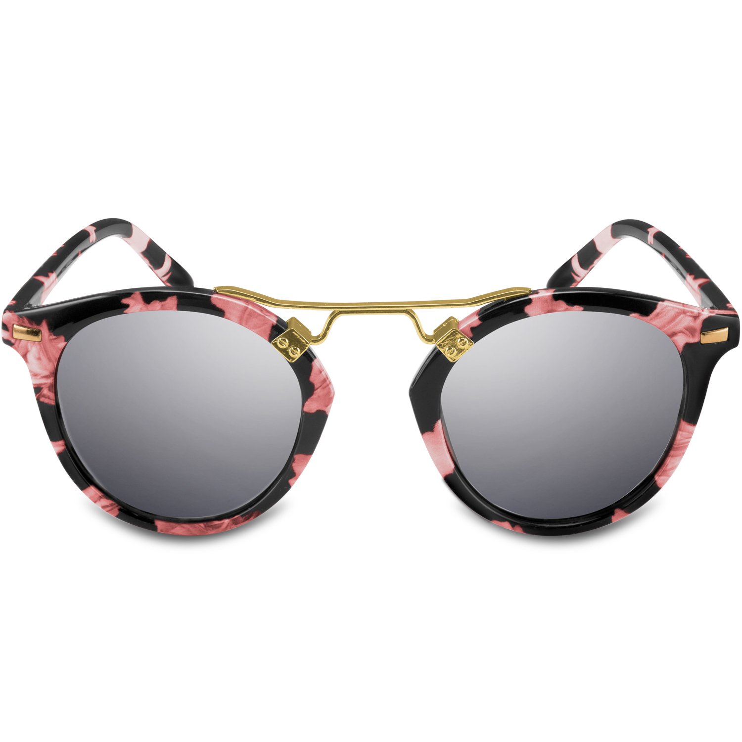 Round Sunglasses for Women - 100% UV Protection,Vintage Fashion Metal Bridge Design, Retro Circle Eyeglasses for Women