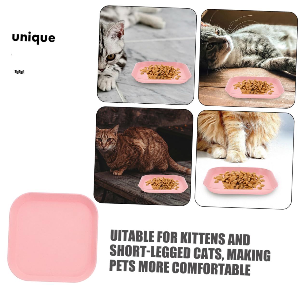 Amazon | Hohopeti 8個猫用フードボウル 浅型 ペット食器 スクエア 