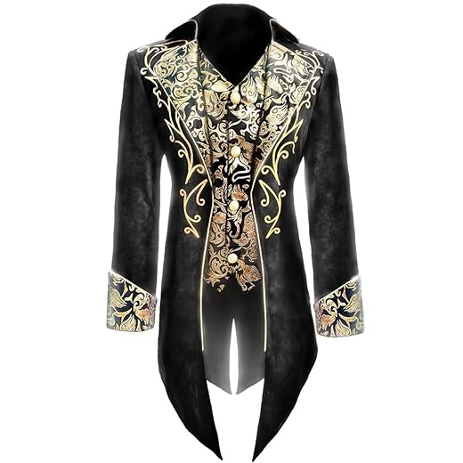 Men's Steampunk Vintage Tailcoat Jacket Gothic Victorian Frock Uniform