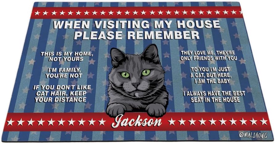 Personalized Japanese Bobtail Cat Doormat Funny Suggestive Rugs Non-Slip Striped Doormat Outdoor Home Front Rug 15.7"x23.6"