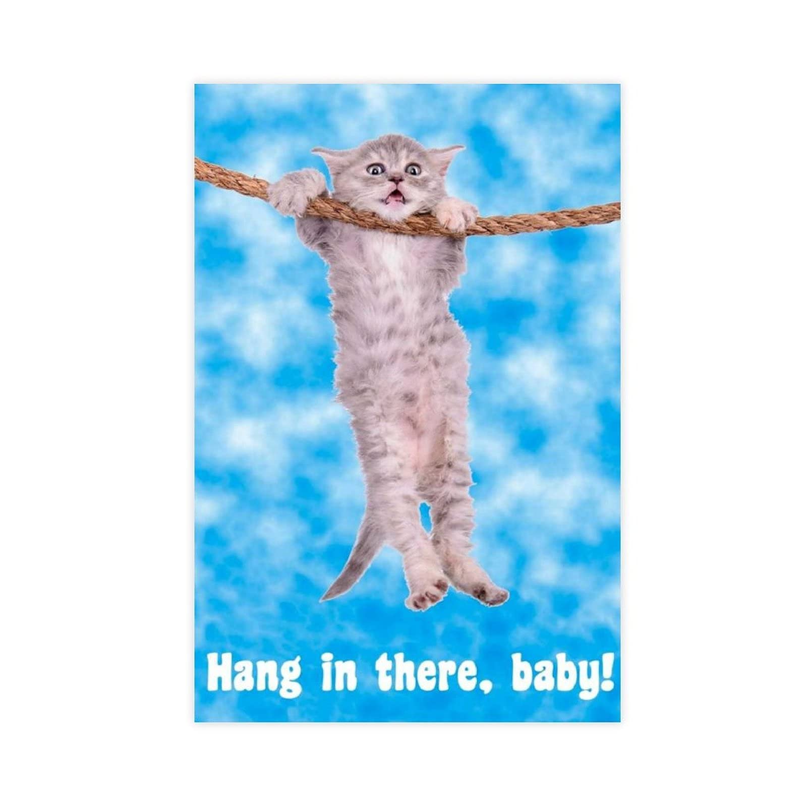 LOKODO Hang in There Baby Cat Retro Canvas Poster Wall Art Decor Print Picture Paintings for Living Room Bedroom Decoration 12×18inch(30×45cm) Unframe：