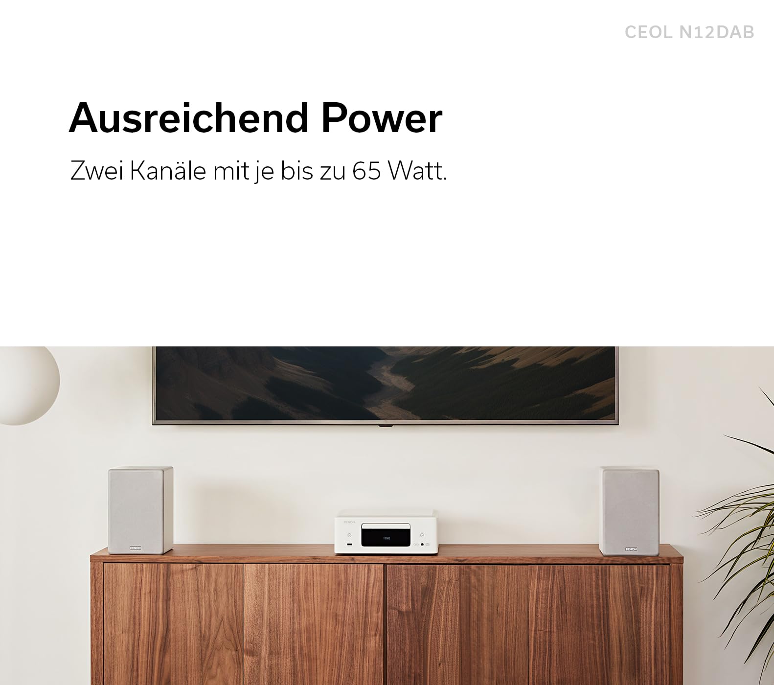 Denon CEOL N-12DAB HiFi-Komplettsystem mit Lautsprechern, CD-Player, Musikstreaming, HEOS Multiroom, Bluetooth, WLAN, AirPlay 2, DAB+ Radio, 2 Optische TV-Eingänge - Schwarz