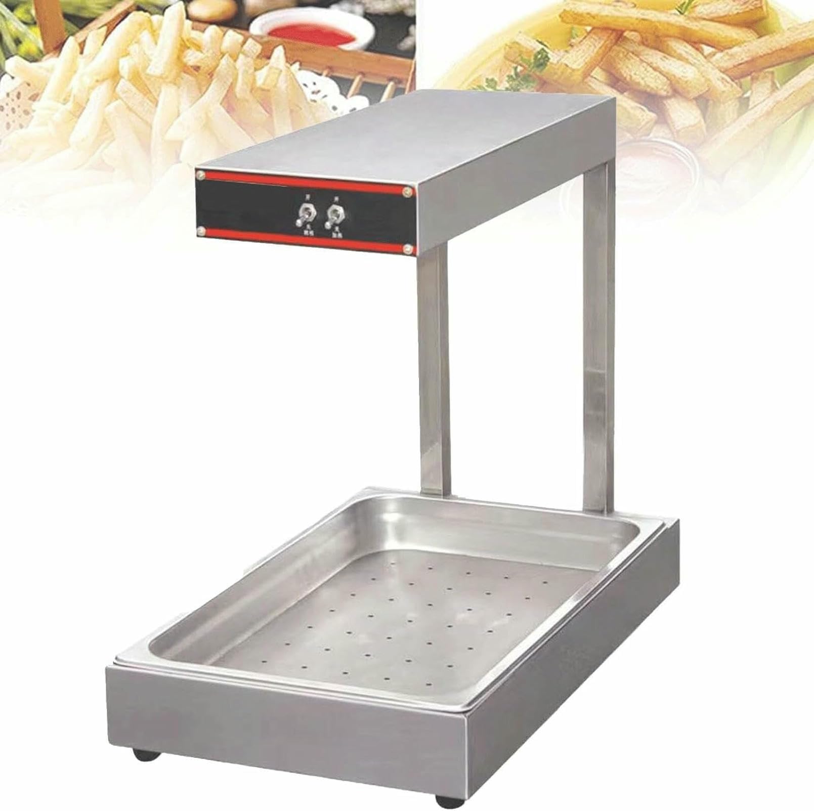 JKJZSALJ Countertop Food Warmer With Heat Lamp For French Fries, Restaurant Buffet Kitchen Equipment