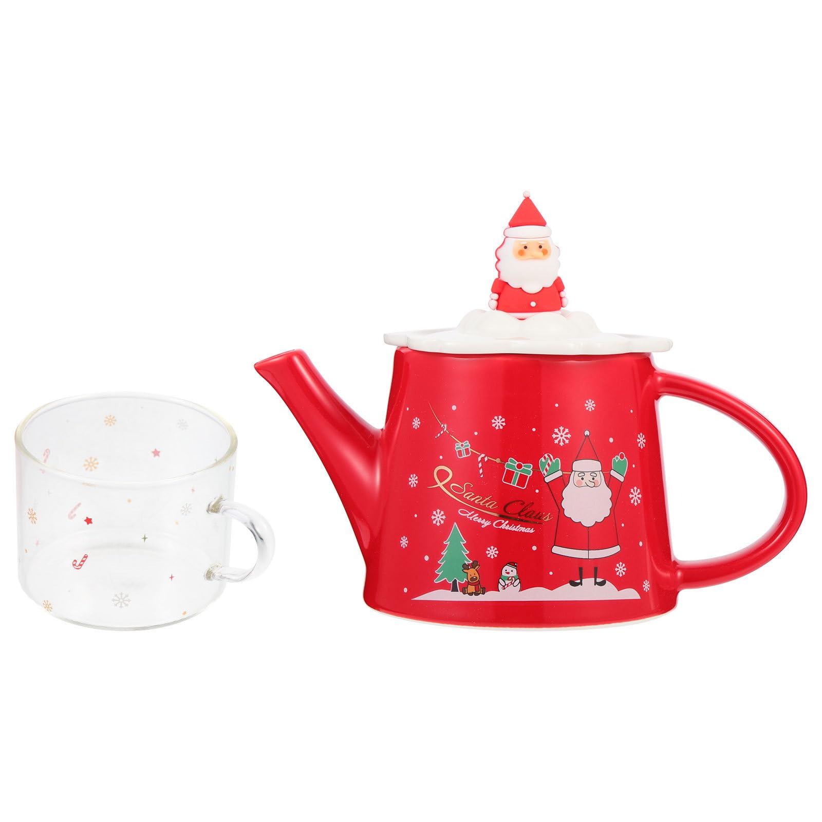 Juego de tetera de cerámica MAGICLULU de 500ml con diseño práctico para Navidad y exterior