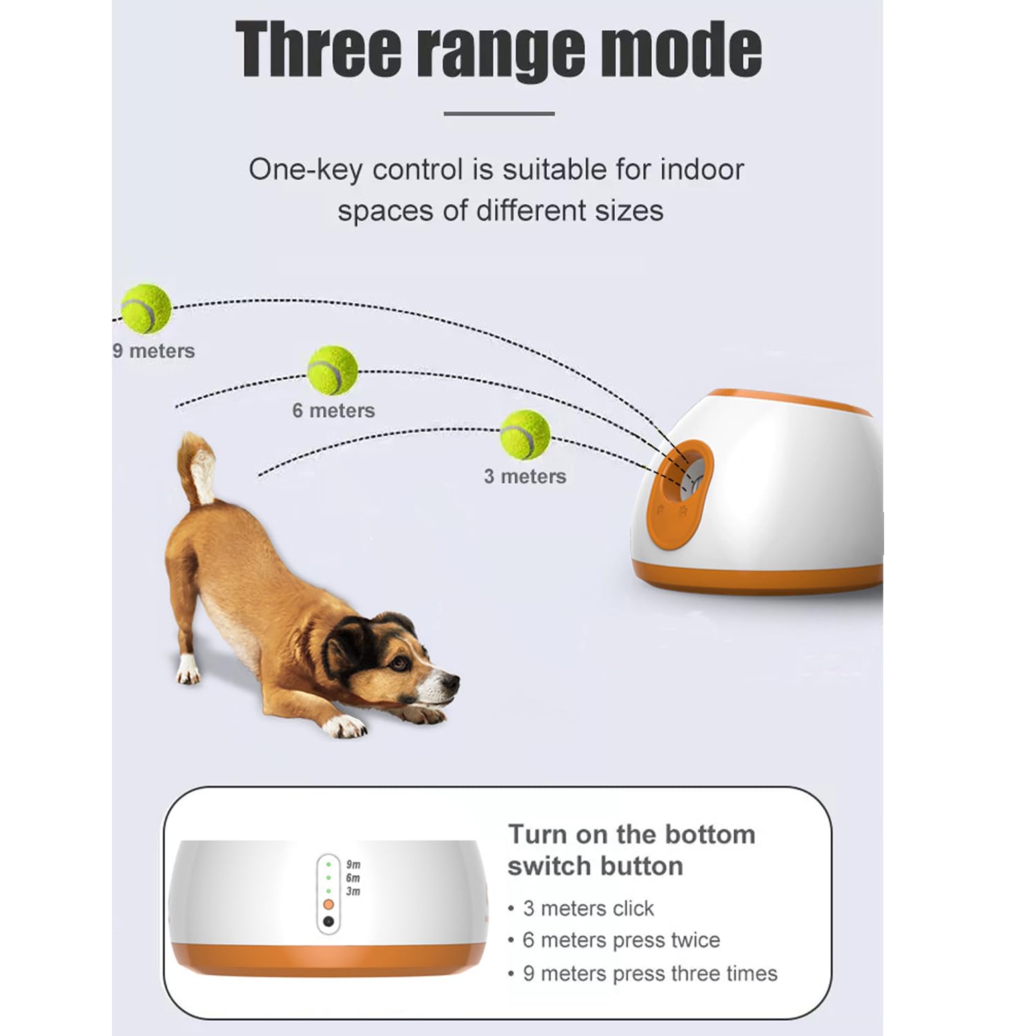 Générique Lanceur de balles Automatique pour Chien – Petite Machine de Lancer de balles Automatique Interactive Amusante pour Chien avec 3 balles en Latex Durable, Distance de tir réglable de 3 à 9 m