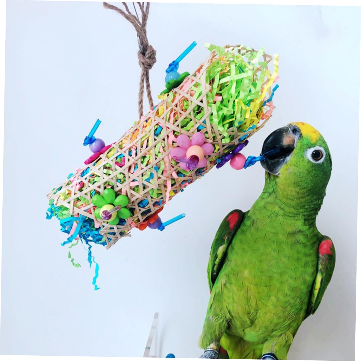 Yardwe Lot de 2 Jouets Suspendus pour Oiseaux Balançoire pour Perroquet Jouet à Mâcher pour Calopsittes Et Petits Oiseaux 4 Pièces