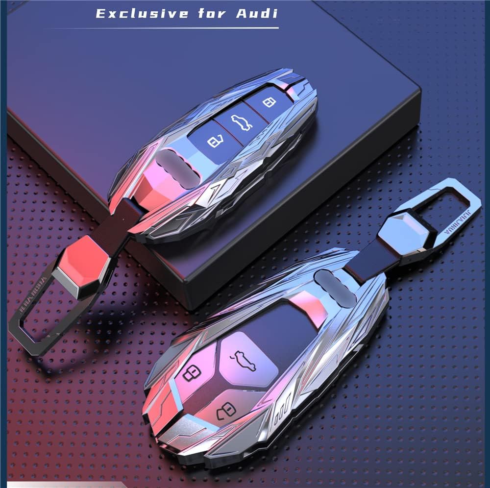Zinc Alloy Key Fob Case Cover for Audi A6 A7 A8 Q8 SQ8 E-Tron S3 S6 S7 SQ7 SQ8 RS6 RS7 Q7 2018-2022 Case Protector