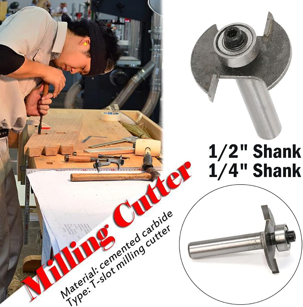 Tongue and Groove T Shape Router Bit 1/4 Inch Shank T-Slot Cutter, Pack of 1, 1/4 x 3/16