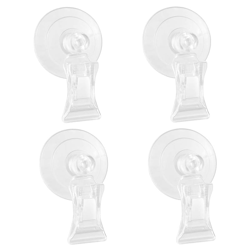 Clipe Suporte para Alimentos Vegetais em Aquário com Ventosa SLSON Transparente Pacote com 4