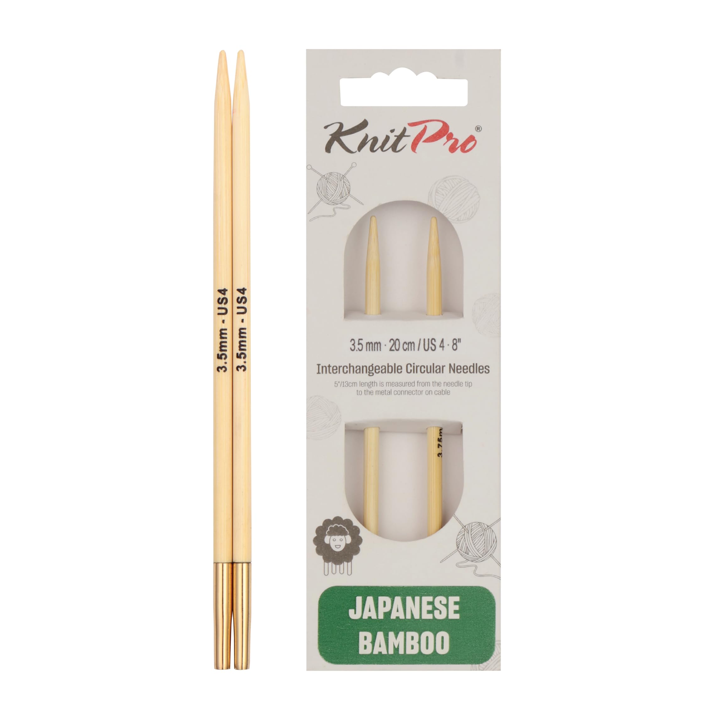KnitPro Bamboo Interchangeable Circular Needles 5" (13cm) | 3.50mm