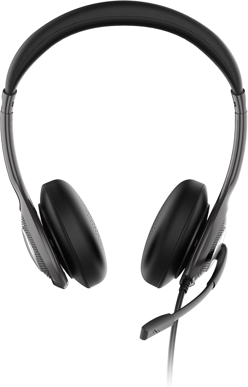 Connect USB Stereo Headset with Boom Microphone - Noise Reduction Mic- Protein Leather Ear Cushions - in-Line Volume Controls - Mute Button - Black - HS5600SU