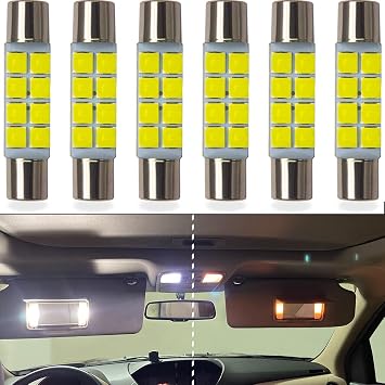 Yoper 6641 6612F 6614F 6615F 28mm 29mm 30mm LED Light Bulbs Car Interior Vanity Sun Visor Mirror Trunk or Cargo Area White Lamp 28-30MM
