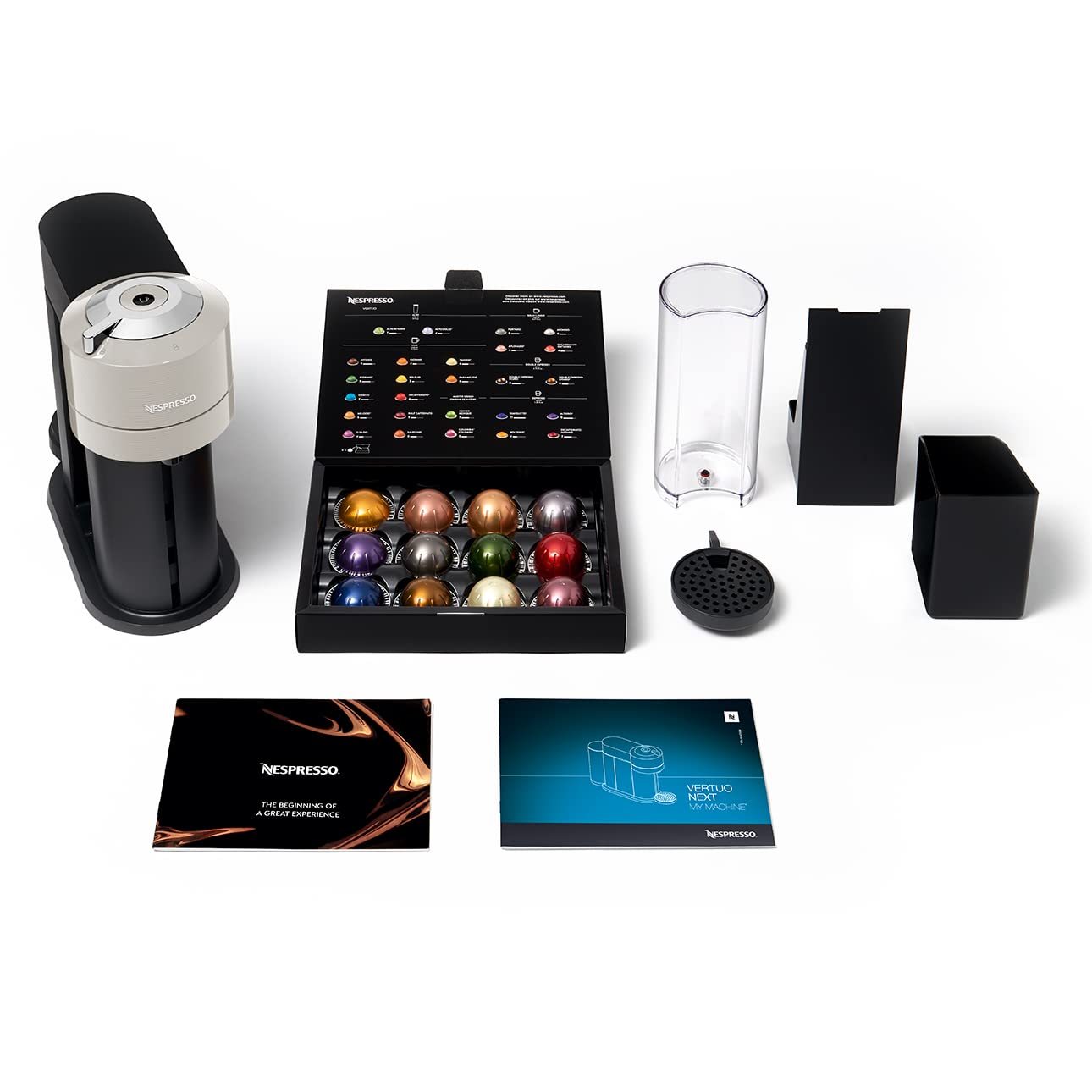 Krups XN910B Vertuo Next Nespresso, Macchina del caffé, 30 secondi di riscaldamento dell’acqua, Spegnimento Automatico, Connettività Bluetooth e Wi-Fi, Argento
