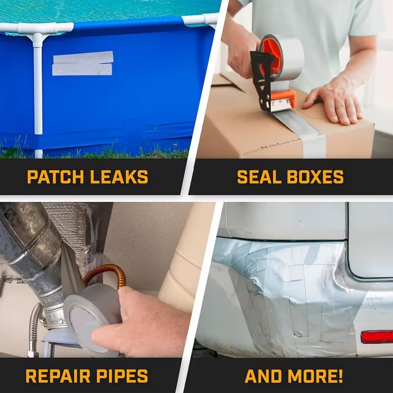 Duct Tape Super Strong Waterproof Silvery Gray Heavy Duty Adhesive for Walls Plastics Glass Wood Packing Repair Cable Bundling, Width40mm*Length20m